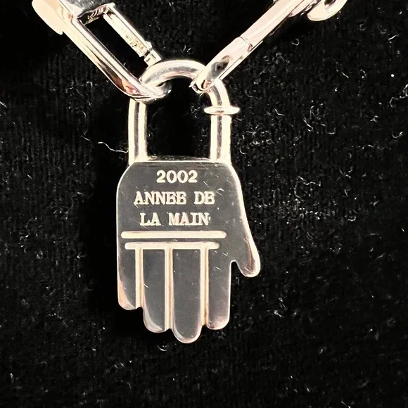 Authentic Hermes 2002 Annee Mediterrannee Cadena bag charm padlock in silver - Picture 2 of 7